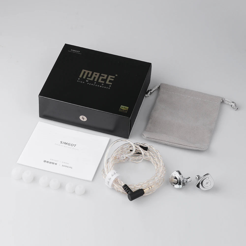 SIMGOT EW200 10mm SCP Diaphragm Dual-Magnetic-Circuit & Dual-Cavity Dynamic Driver In-Ear Earphones